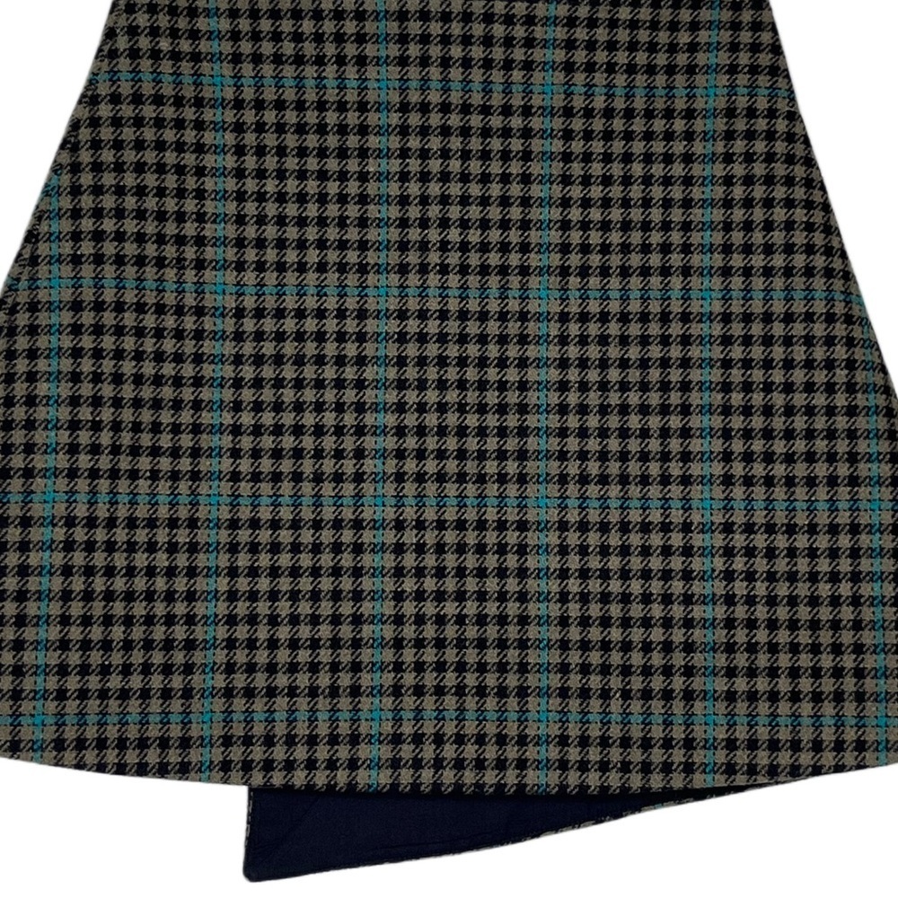 & Other Stories Check Houndstooth Sz 6 Wool Blend Overlap Mini Wrap Skirt - Picture 8 of 13